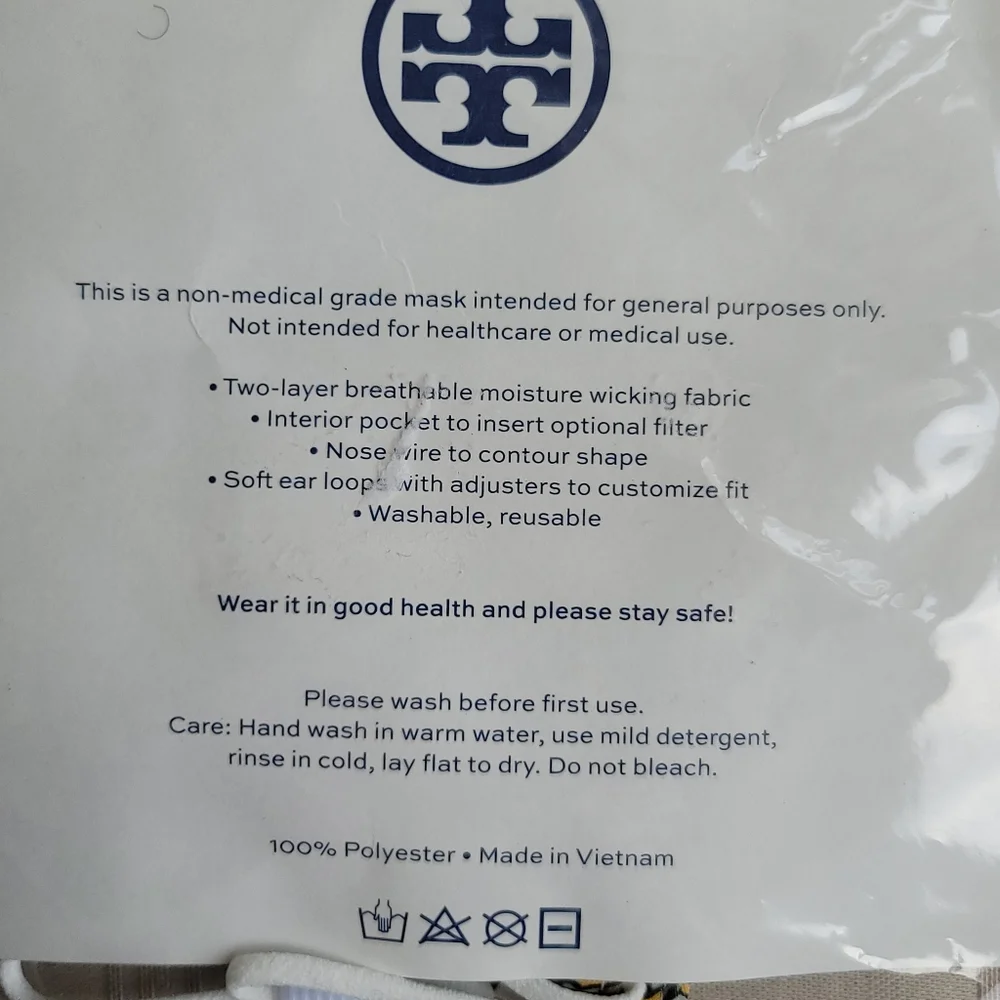 Tory Burch Yellow Green White Gemini Link Print Face Mask
